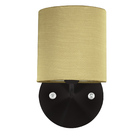 Arandela Preta De Cupula Cilíndrica Shantung Dourado