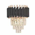 Arandela Preta E Dourada Cristais 30cm 2e14