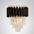 Arandela Preta E Dourada Cristais 30cm 2e14