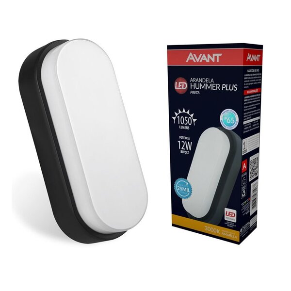 Arandela Preta Hummer Ip65 12w Branco Quente Avant