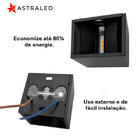 Arandela Quadrada C/2 Fachos Ip65 2w 3000k 140lm Preto-astral