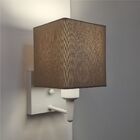 Arandela Quadrada Md-2006 Branco Cúpula Em Tecido Caqui - Biv