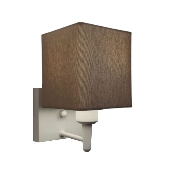 Arandela Quadrada Md-2006 Branco Cúpula Em Tecido Caqui - Biv