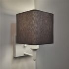 Arandela Quadrada Md-2006 Branco Cúpula Em Tecido Cinza Escur