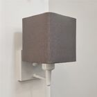 Arandela Quadrada Md-2006 Branco Cúpula Em Tecido Cinza Escur