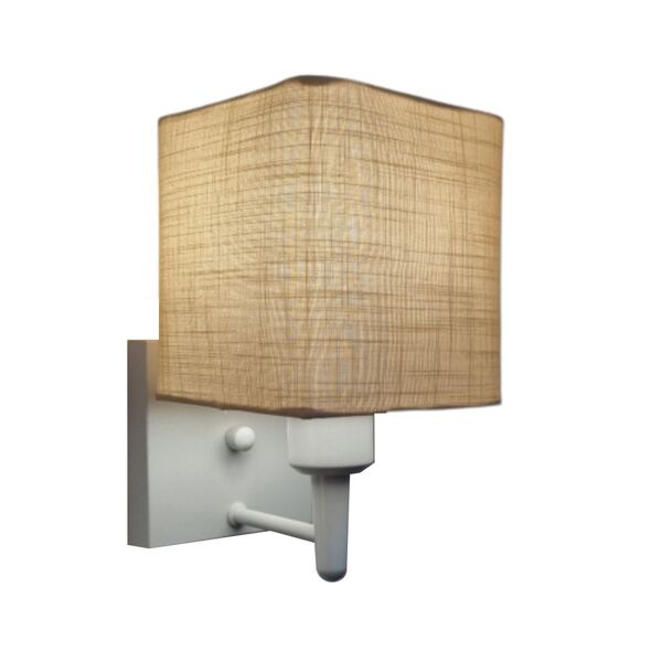 Arandela Quadrada Md-2006 Branco Cúpula Em Tecido Palha - Biv