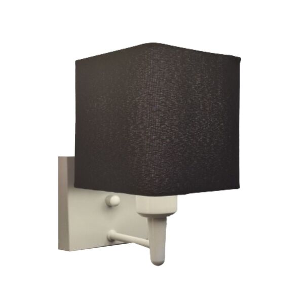 Arandela Quadrada Md-2006 Branco Cúpula Em Tecido Preto - Biv