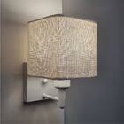 Arandela Quadrada Md-2006 Branco Cúpula Em Tecido Rustico Beg