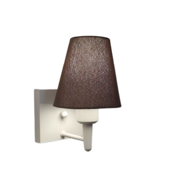 Arandela Quadrada Md-2034 Branco Cúpula Em Tecido Cone Café -