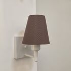 Arandela Quadrada Md-2034 Branco Cúpula Em Tecido Cone Café -