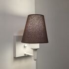 Arandela Quadrada Md-2034 Branco Cúpula Em Tecido Cone Café -