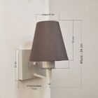 Arandela Quadrada Md-2034 Branco Cúpula Em Tecido Cone Cinza