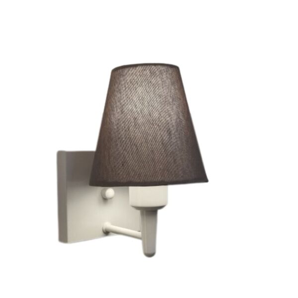 Arandela Quadrada Md-2034 Branco Cúpula Em Tecido Cone Cinza