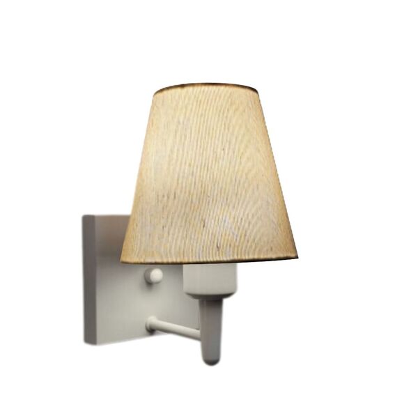 Arandela Quadrada Md-2034 Branco Cúpula Em Tecido Cone Linho