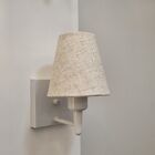 Arandela Quadrada Md-2034 Branco Cúpula Em Tecido Cone Rustic