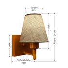 Arandela Quadrada Md-2034 Cobre Cúpula Em Tecido Cone Rustico