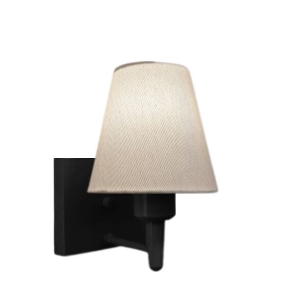 Arandela Quadrada Md-2034 Preto Cúpula Em Tecido Cone Branco