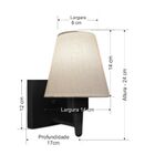 Arandela Quadrada Md-2034 Preto Cúpula Em Tecido Cone Branco