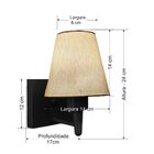 Arandela Quadrada Md-2034 Preto Cúpula Em Tecido Cone Linho B