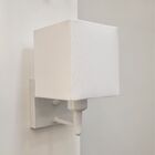 Arandela Quadrada Vivare Md-2006 Base Branco Cúpula Em Tecido