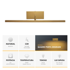 Arandela Quadro Perfil Led 6w 3000k Dourado Metalizado