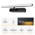 Arandela Quadro Perfil Midi Led 5w 3000k Preto