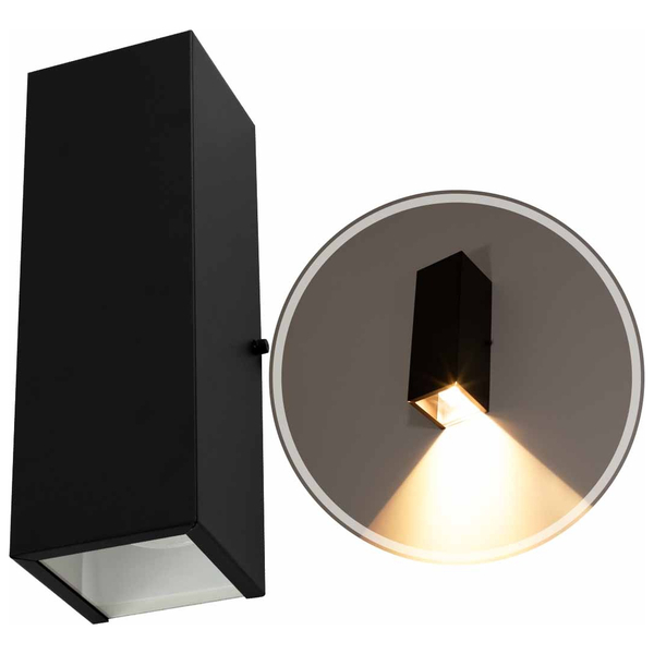 Arandela Retangular 1 Foco Sem Friso Preta 10x30cm P/ E27 Sta