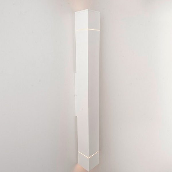 Arandela Retangular C/2 Fachos 2 Frisos 2xe27 Branco 1m -anco