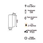 Arandela Retangular C/2 Fachos G9 Branco-mbled