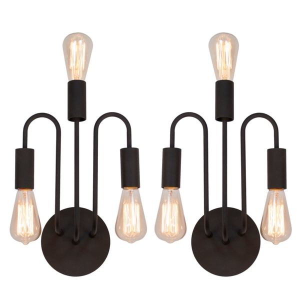 Arandela Retrô Aranha Preto Kit Com 2