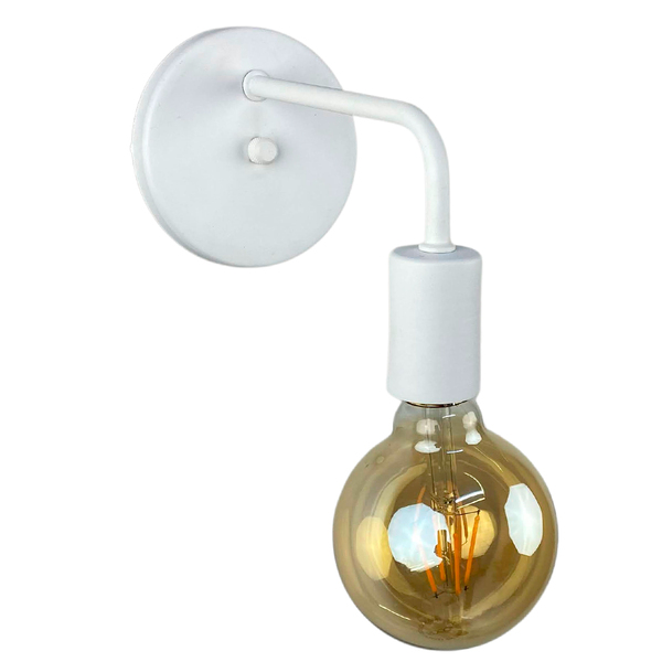 Arandela Retrô Industrial Branco + Lâmpada Led G95