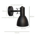 Arandela Roma De Cabeceira Com Interruptor Cor Preto