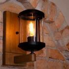 Arandela Rustica Madeira Castanho Metal Preto Urban 2926