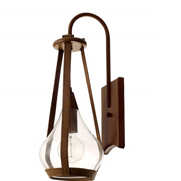 Arandela Rustica Madeira Imbuia Vidro Cristal Belts 2800