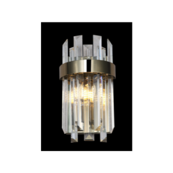 Arandela Sindora Dcb00219 18×33cm Inox Ouro Velho+cristal Tra