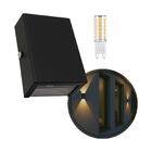 Arandela Slim 2 Focos Preta Externa + Led G9 Br. Quente St3144