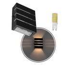 Arandela Slim Alumínio 3 Frisos Ext. Preta + Led G9 Br. Quent