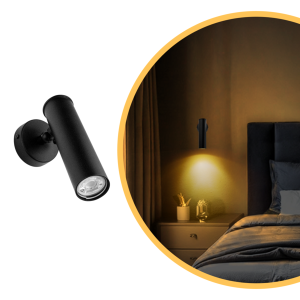 Arandela Spot Articulado Parede Head 15cm Preto