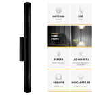 Arandela Tubo Cilindro Alumínio Preto 45cm