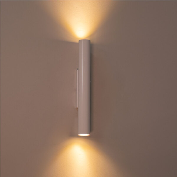 Arandela Tubo Cilindro Branca 30cm 2 Fachos + 2 Led Mr11 Br.q