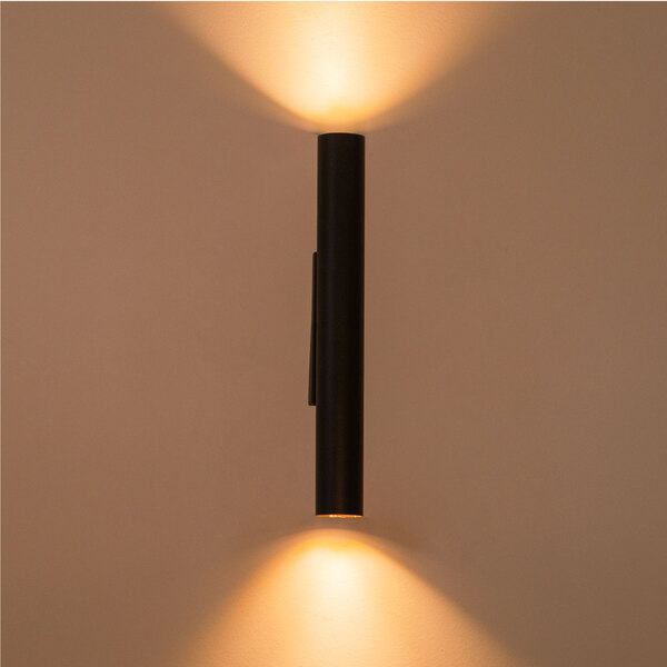 Arandela Tubo Cilindro Preta 30cm 2 Fachos + 2 Led Mr11 Br.qu