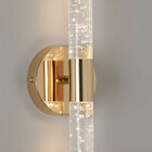 Arandela Tubo Cristal Dourado Led 6w 3000k 32cm