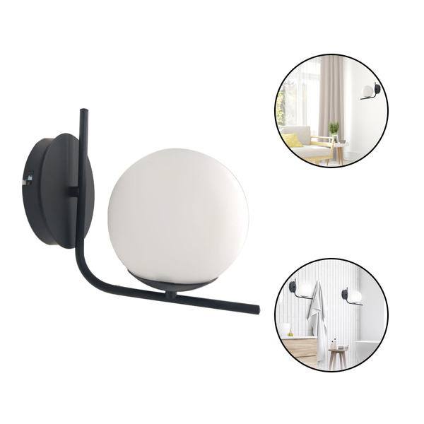 Arandela Uno Com Vidro Leitoso 791/1 Preto-fosco