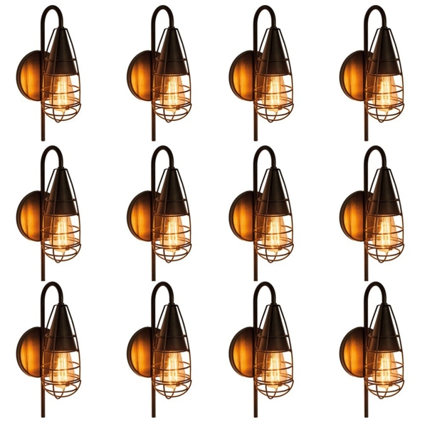 Arandela Vintage Preto Kit Com 12