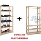 Arara + Estante De Livro Livreiro Madeira Modular Multiuso P/