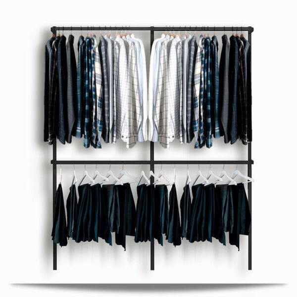 Arara Cabideiro Aramado Trilho Parede Closet Loja Pt 1,90 M