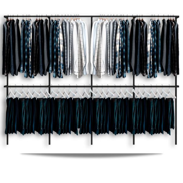 Arara Cabideiro Aramado Trilho Parede Closet Loja Pt 3,70 M