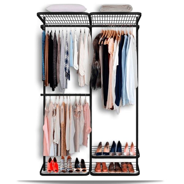 Arara Cabideiro Aramado Trilho Sapateira Maleiro 1,30m Pt