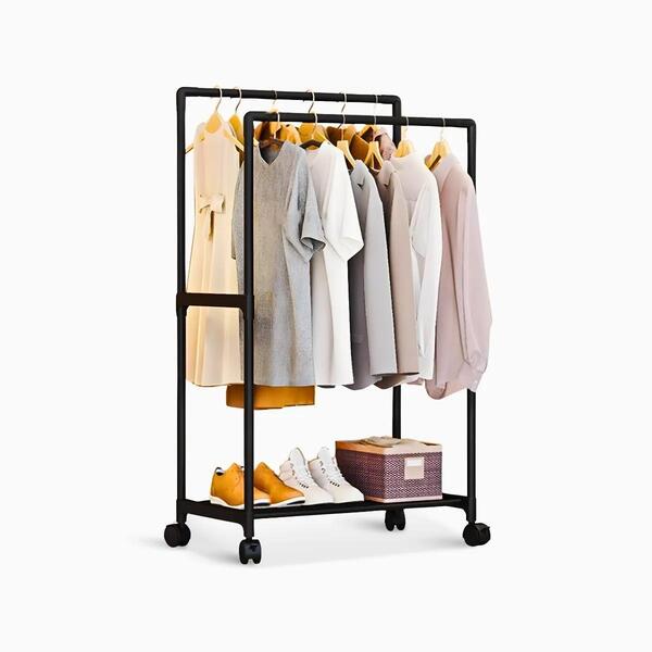 Arara Cabideiro Duplo Organizador Preto