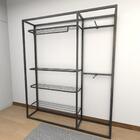Arara Closet, Estilo Industrial, Guarda Roupas Aberto Com 10